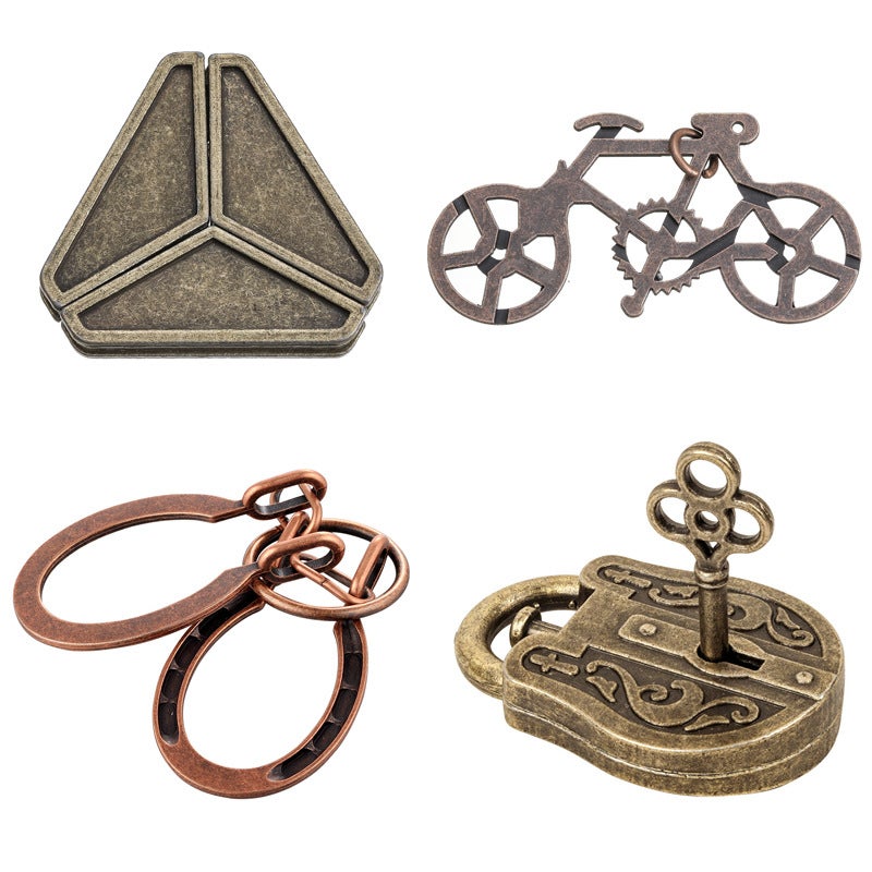 Puzzle Zinc Alloy Intelligence Release Suit Nine Chain Unlock Press Educational Toy Luban Lock Magic Kongming Lock - Image 1